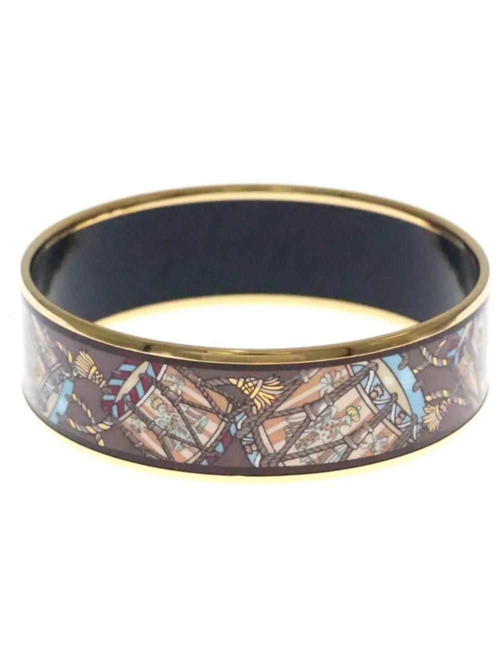 Hermes Enamel Bangle Brown Gold Bracelet